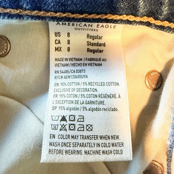 American Eagle Jeans Size 8 Super High Rise Baggy Wide Leg Jeans Blue - Picture 5 of 10